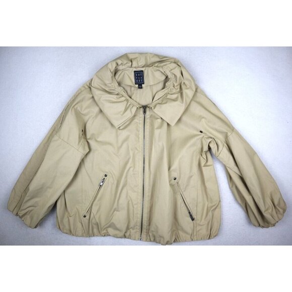 DUE PER DUE - WOMEN'S BEIGE 3/4 SLEEVE JACKET WITH LARGE COLLAR -  SIZE L - Picture 2 of 10